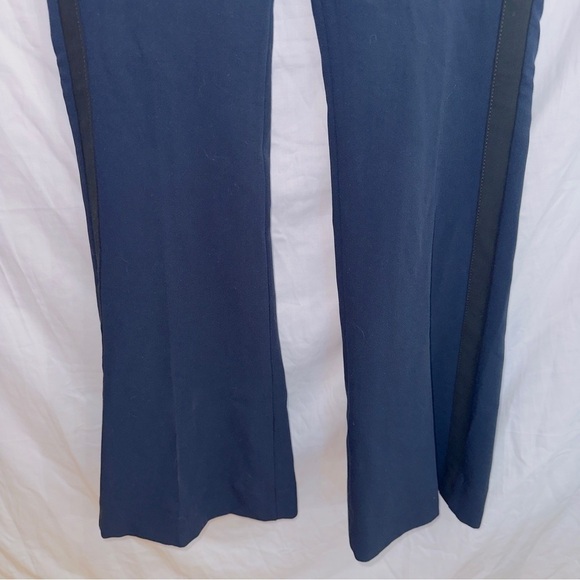 Banana Republic x Olivia Palermo Tuxedo Stripe Navy Blue Lace Front Flared Pants - Picture 4 of 6